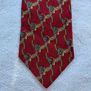 NWT Studio by Fumagallis Red Paisley Neck Tie 100% Silk Horseshoe